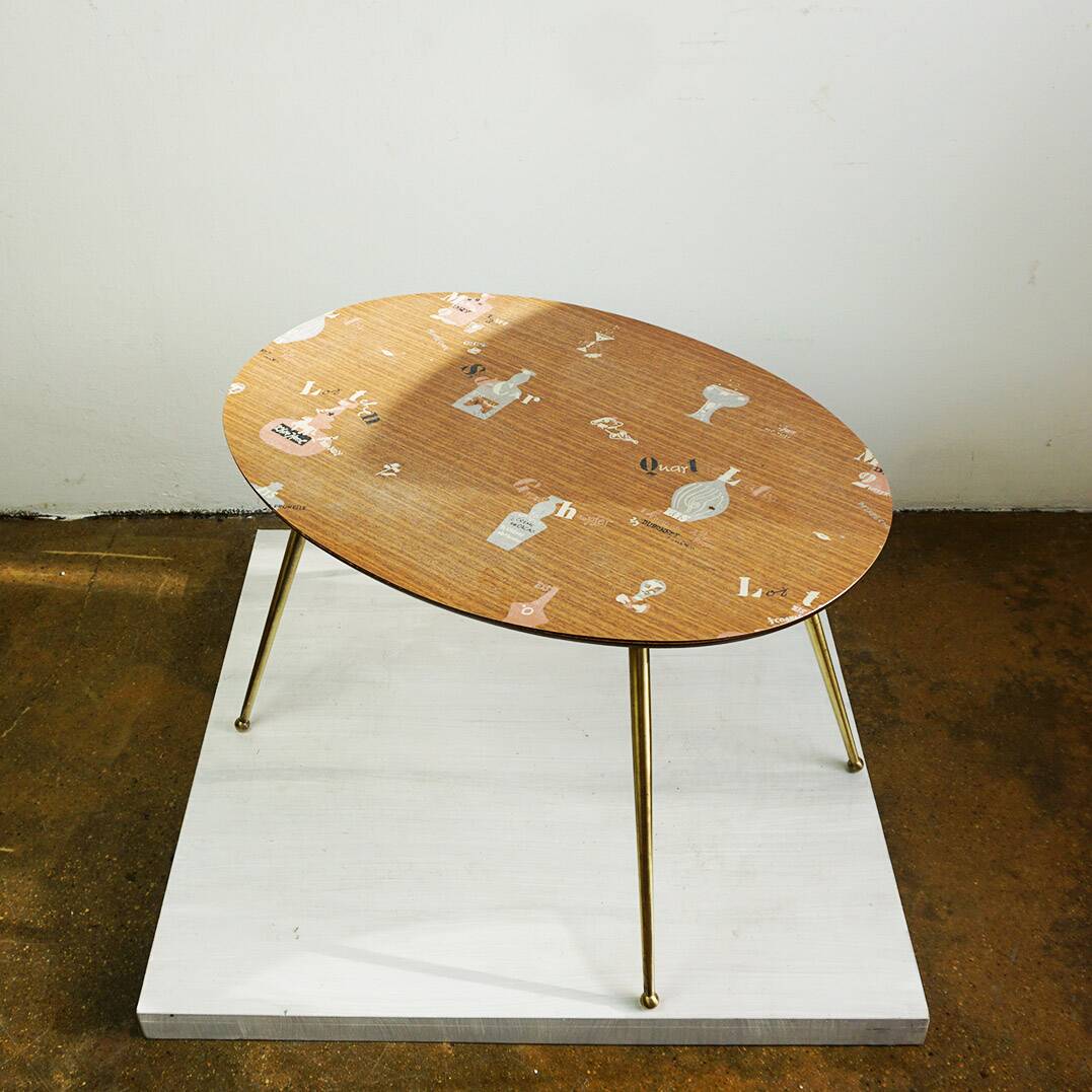 Oval coffee table from the 1950s by Ilse Möbel Germany.