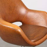 Mid-century brown leatherette swivel chair from Stol