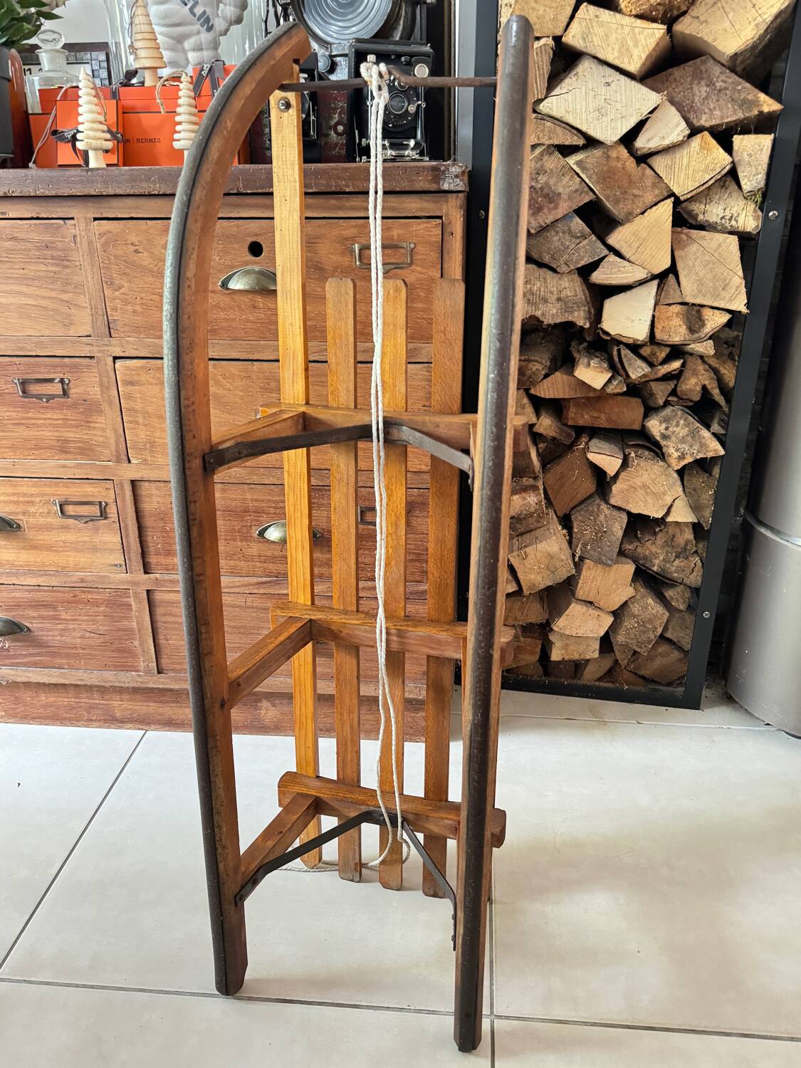 Old wooden sled Davos