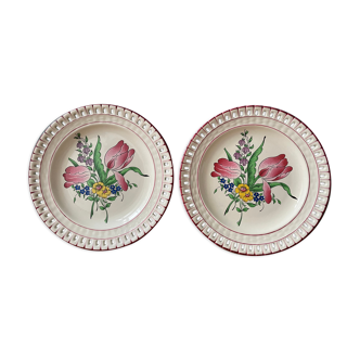 Pair of decorative flat plates in half porcelain from Lunéville