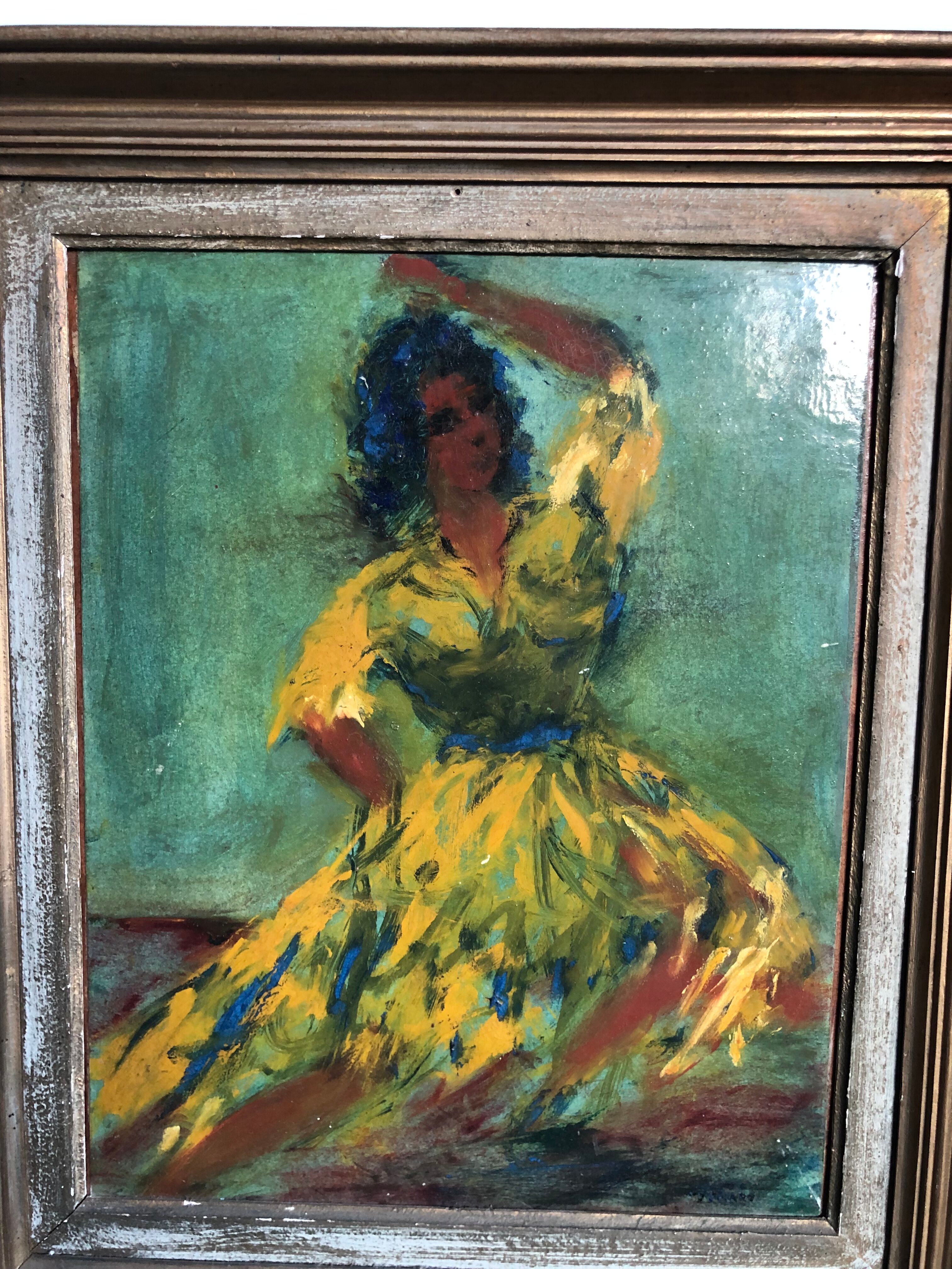 Spanish dancer oil on panel