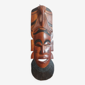 Masque ethnique africain en bois précieux