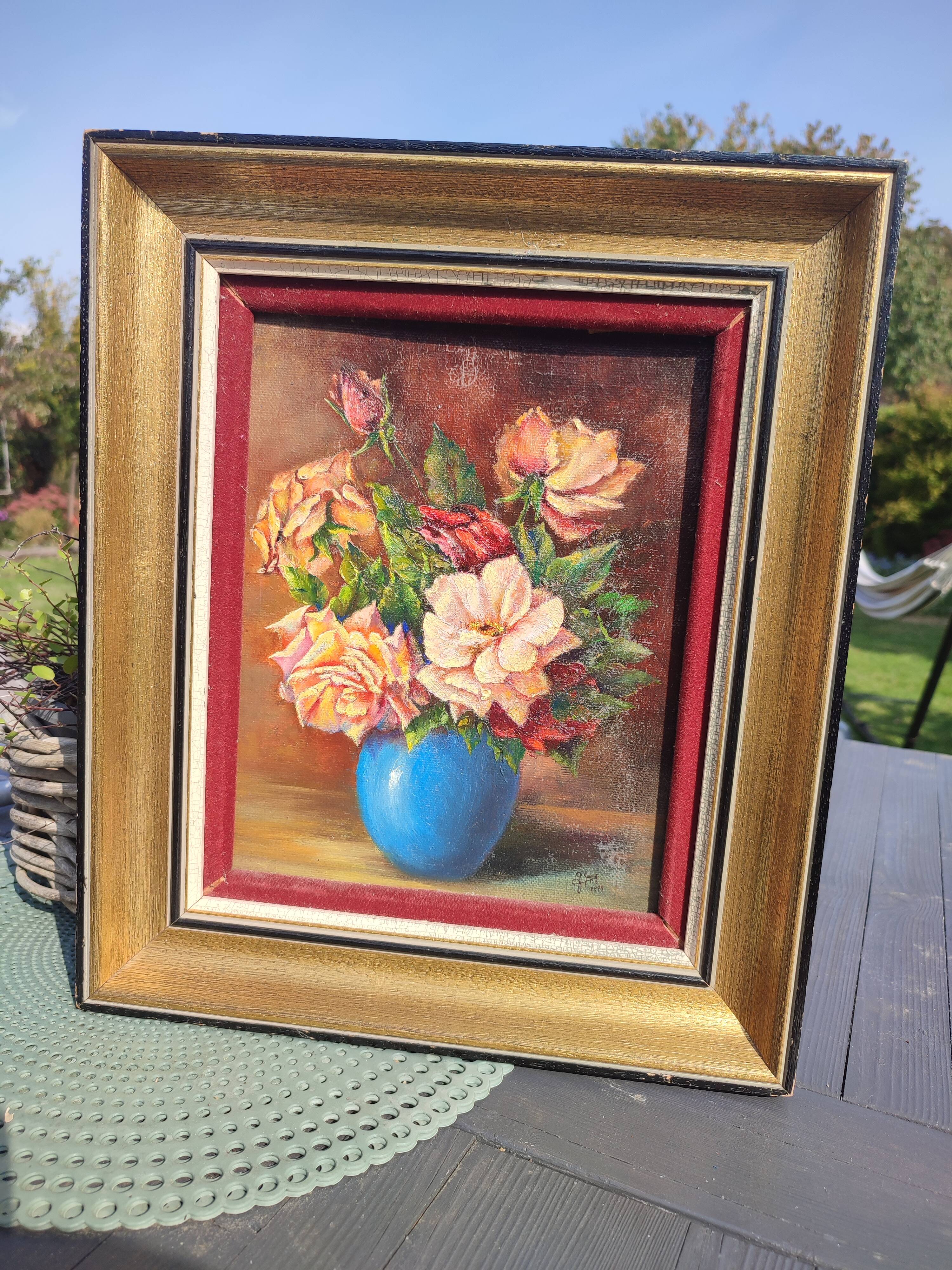 Old oil painting and gilded frame