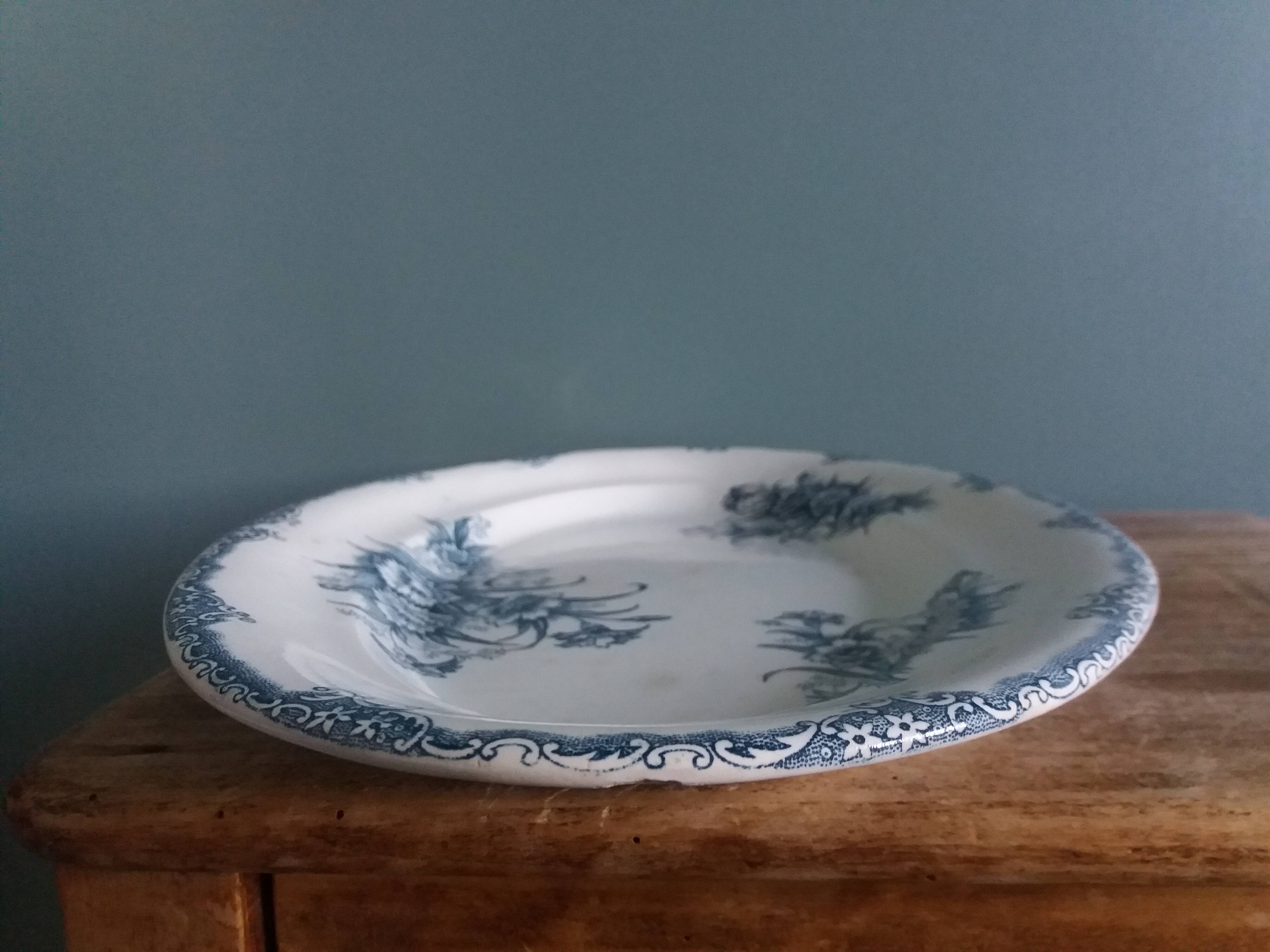 Oval ironstone platter, Clairefontaine, carnation decoration