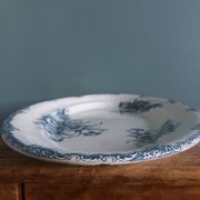 Plat ovale terre de fer, Clairefontaine, décor œillet