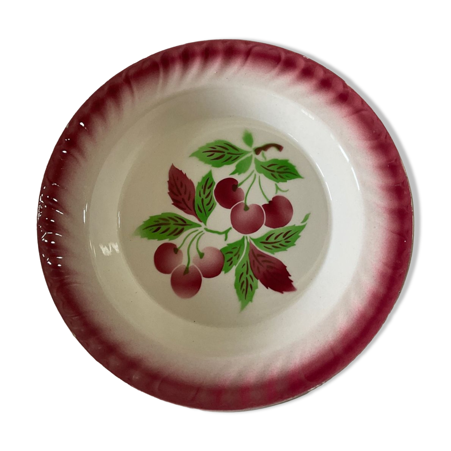 Plat creux Badonviller decors aux cerises