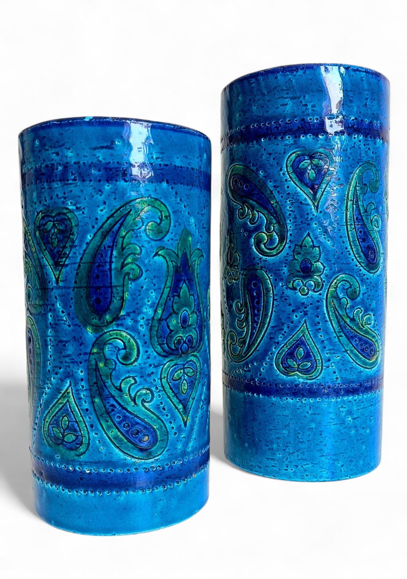 Vases en céramique Rimini Blu d'Aldo Londi, Bitossi, Italie, années 1960.