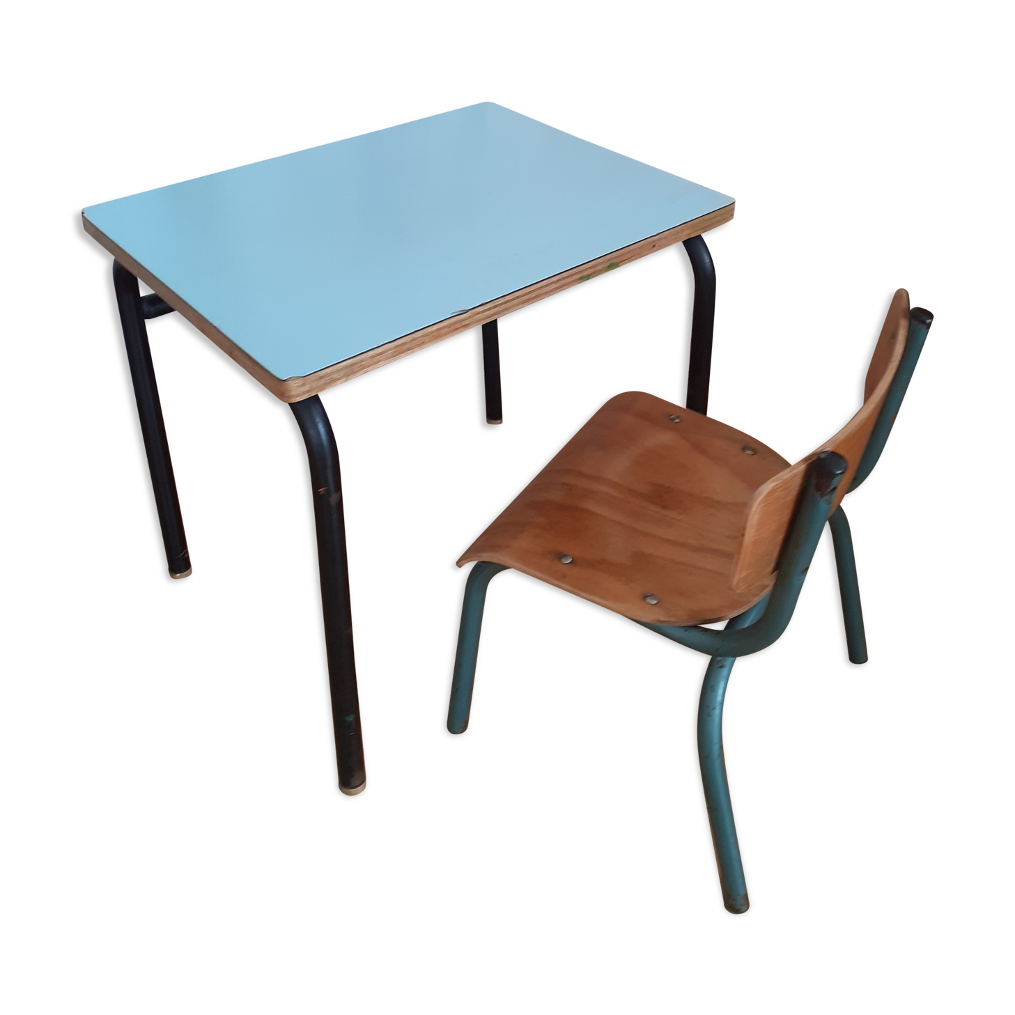 Vintage school table and its small chair