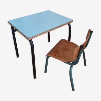 Vintage school table and its small chair