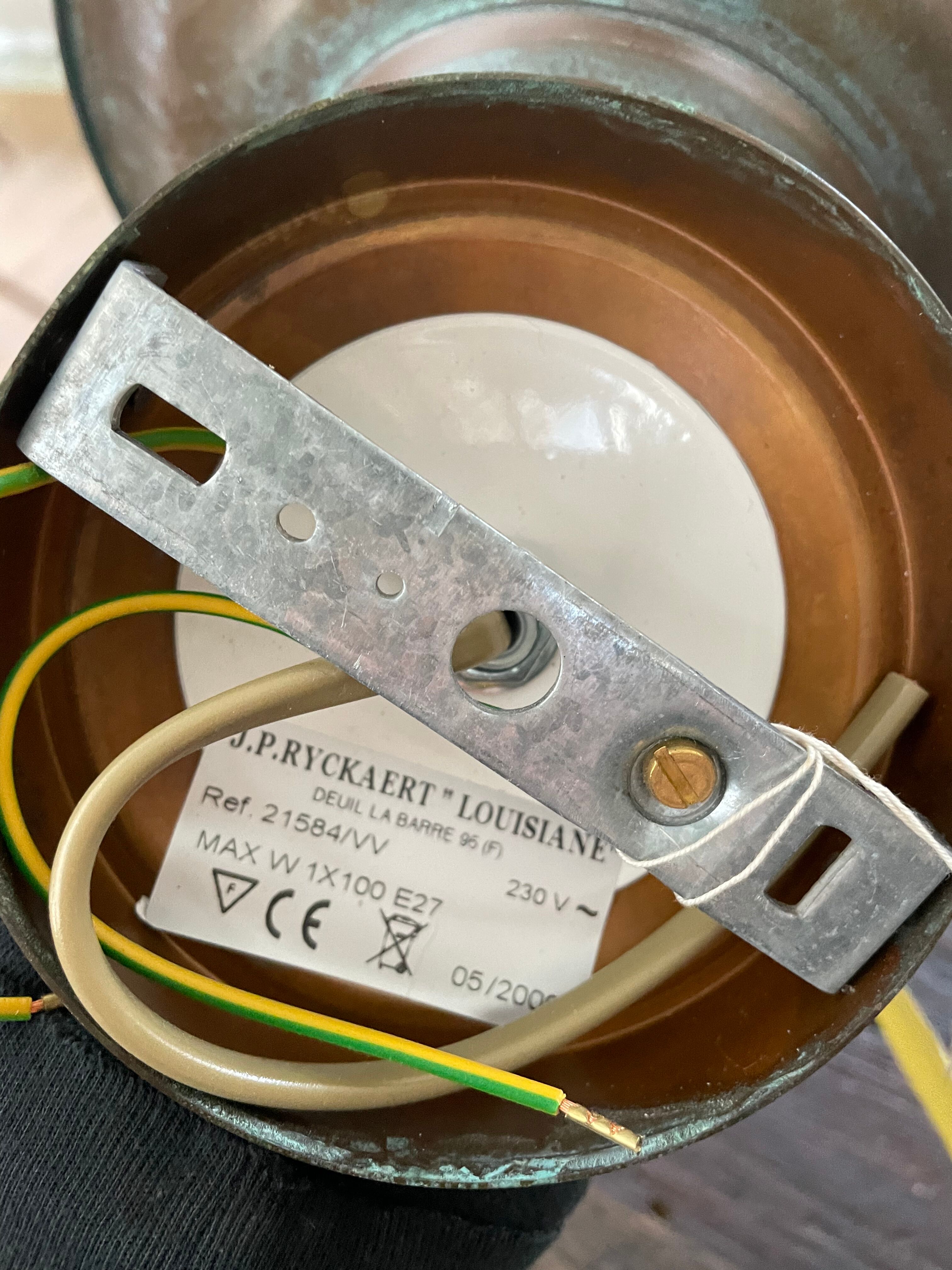 Pair of industrial brass wall lamps