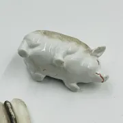 Moutardier vintage en porcelaine en forme de cochon