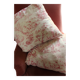 Paire Coussins Toile de Jouy rose ancienne