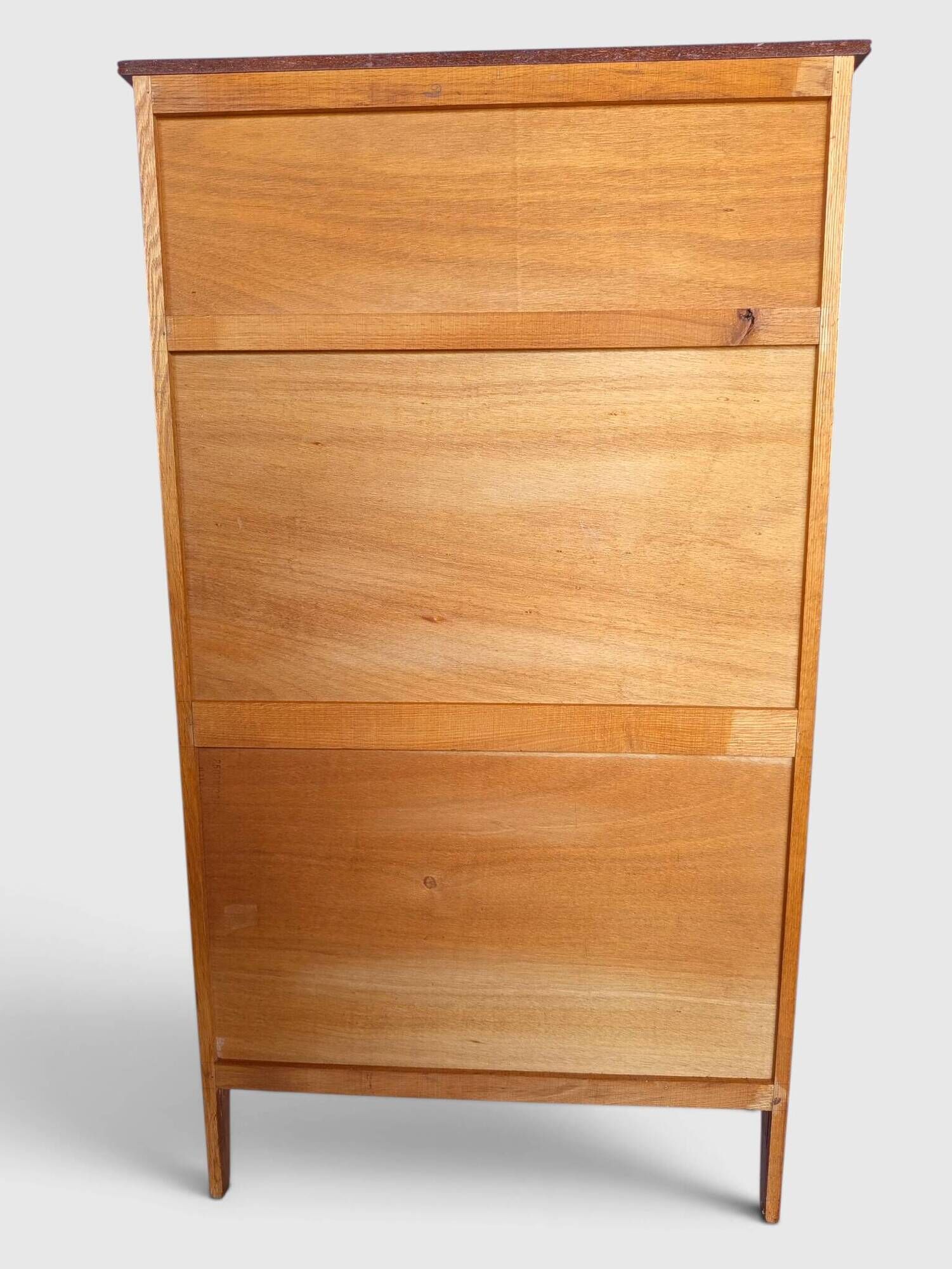 Vintage oak secretary with chestnut inlays – 1960
