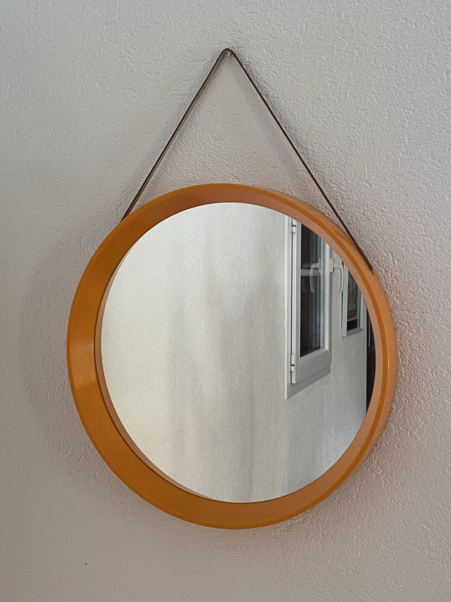Danish round mirror, made of plastic, 1970s