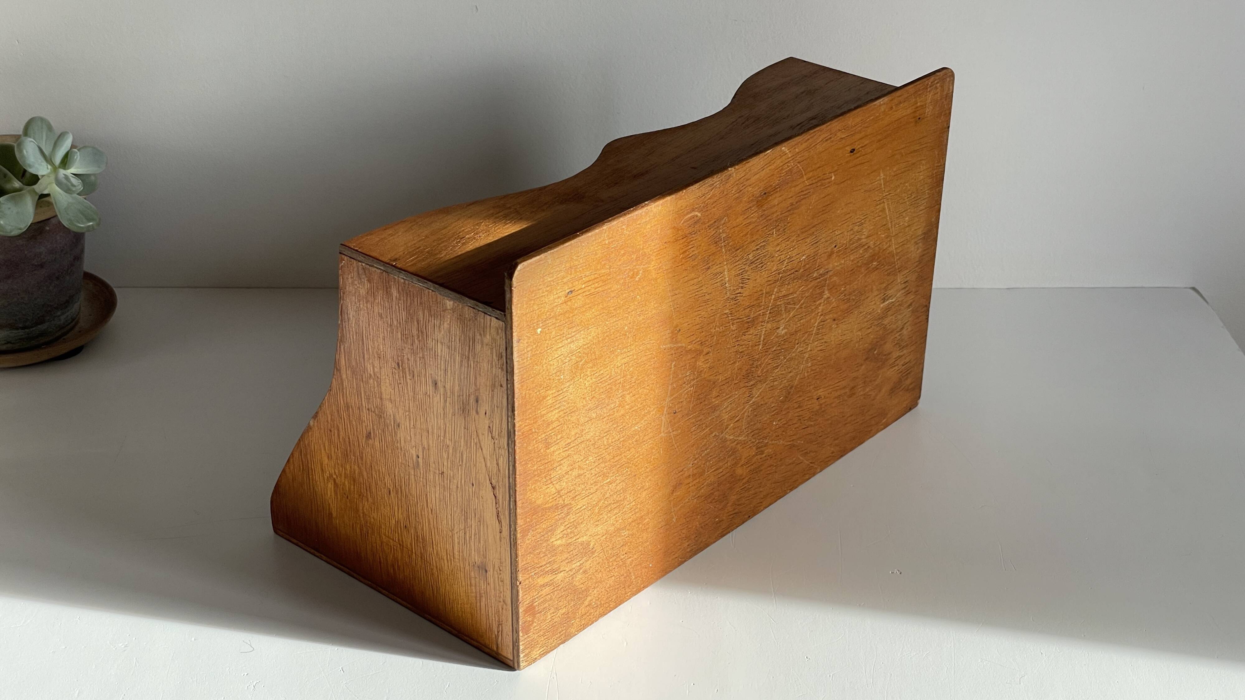 Porte courrier de bureau vintage en bois