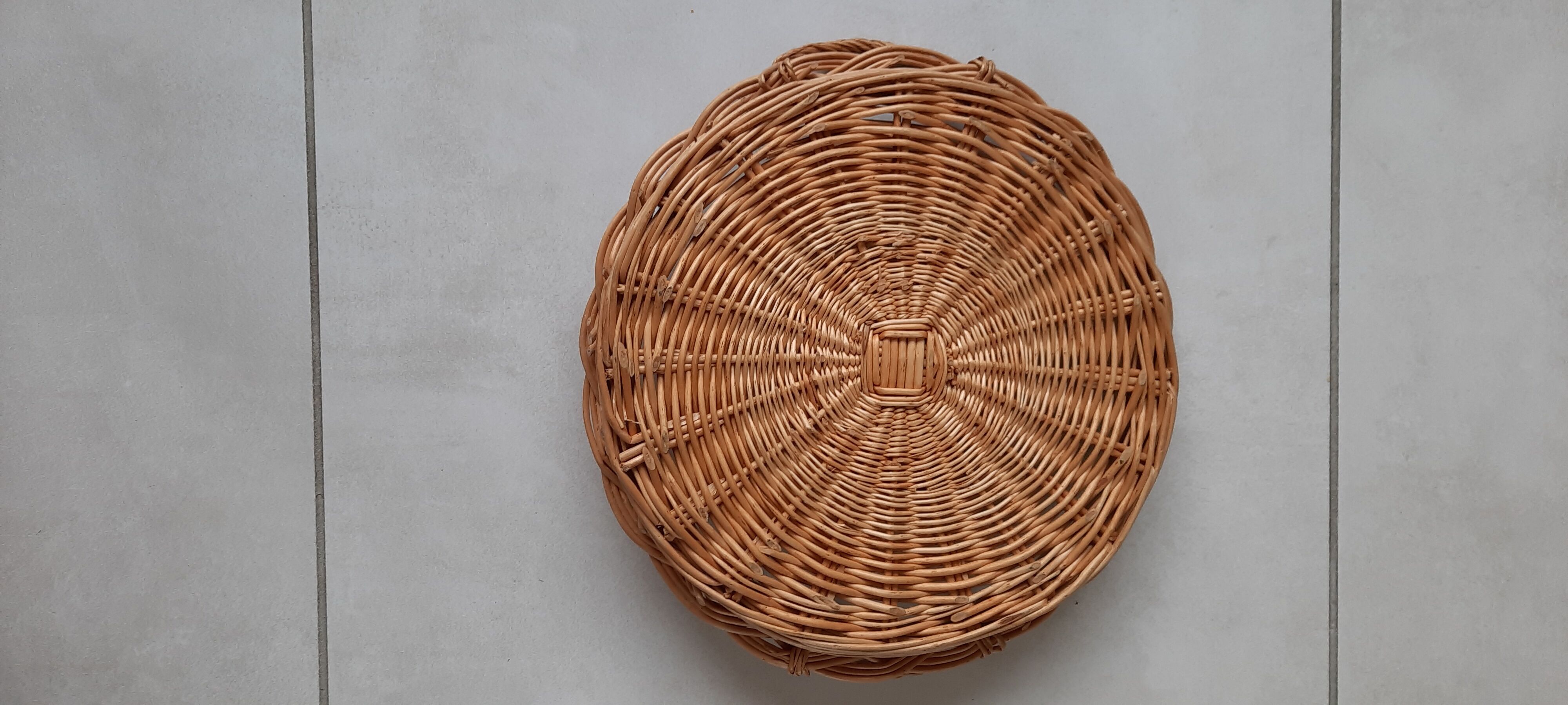 Vintage rattan and glass tray
