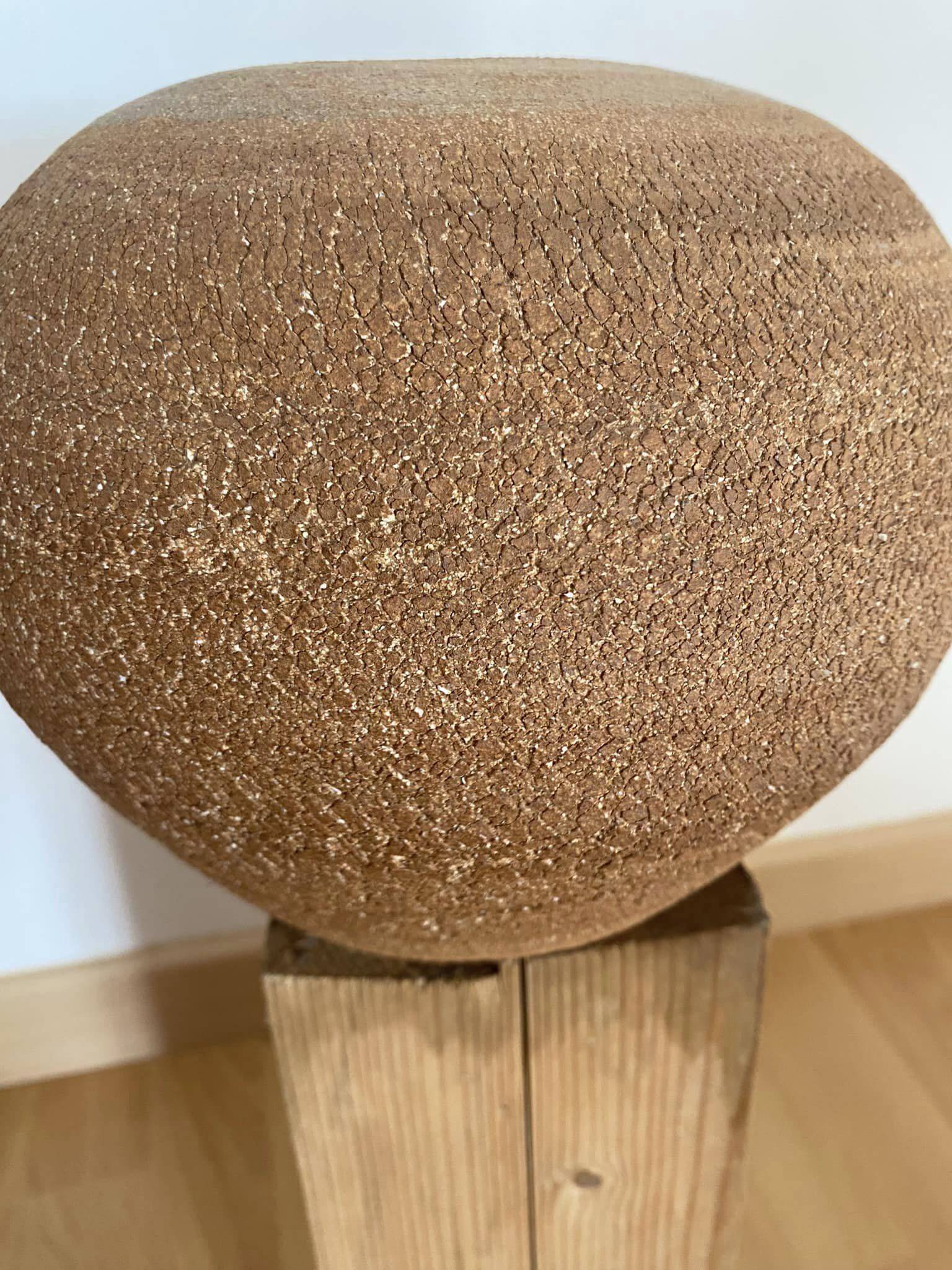 Vase boule terre cuite, couleur ocre