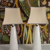 Large White Crystal Glass Table Lamps, Carl Fagerlund, Orrefors, 1960, Set of 2
