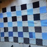Hand knitted patchwork plaid
