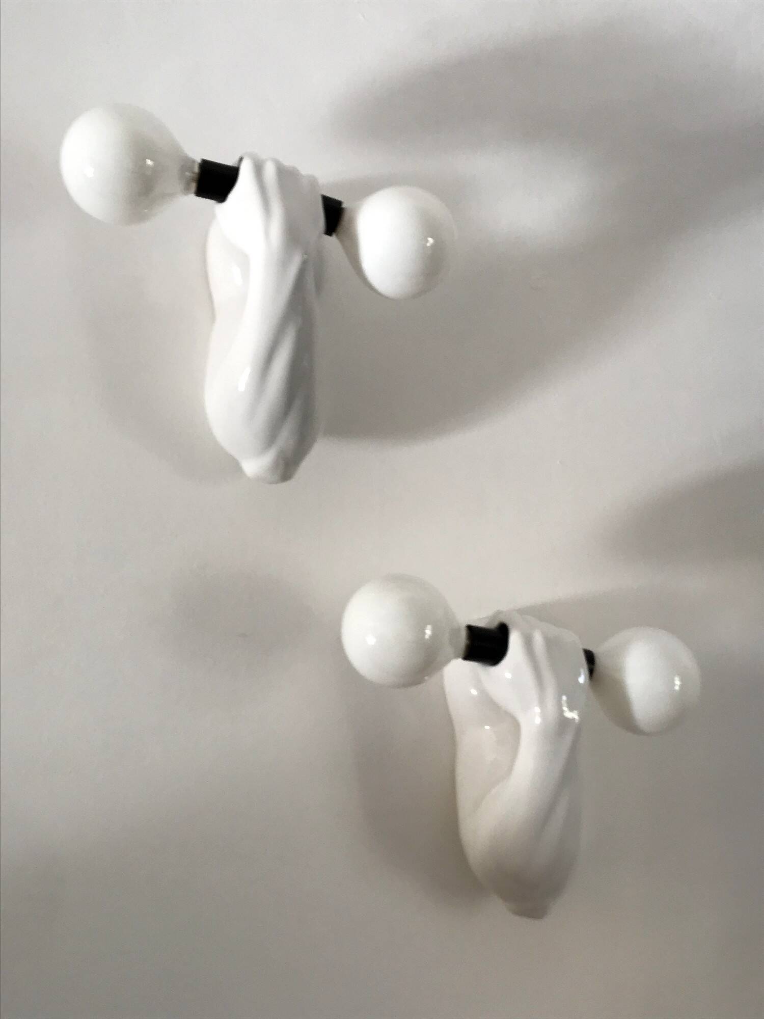 Vintage ceramic wall lamp by JC Peiré 80s