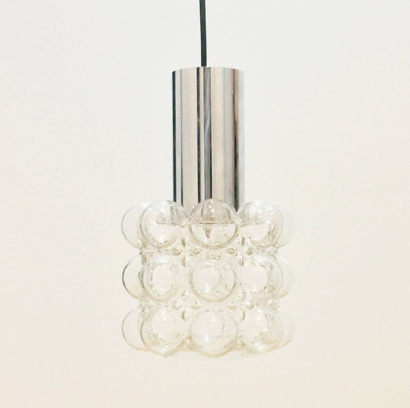 Mid Century Bubble Glass & Chrome Ceiling Light/Pendant by Helena Tynell for Limburg, Germany, 1960s