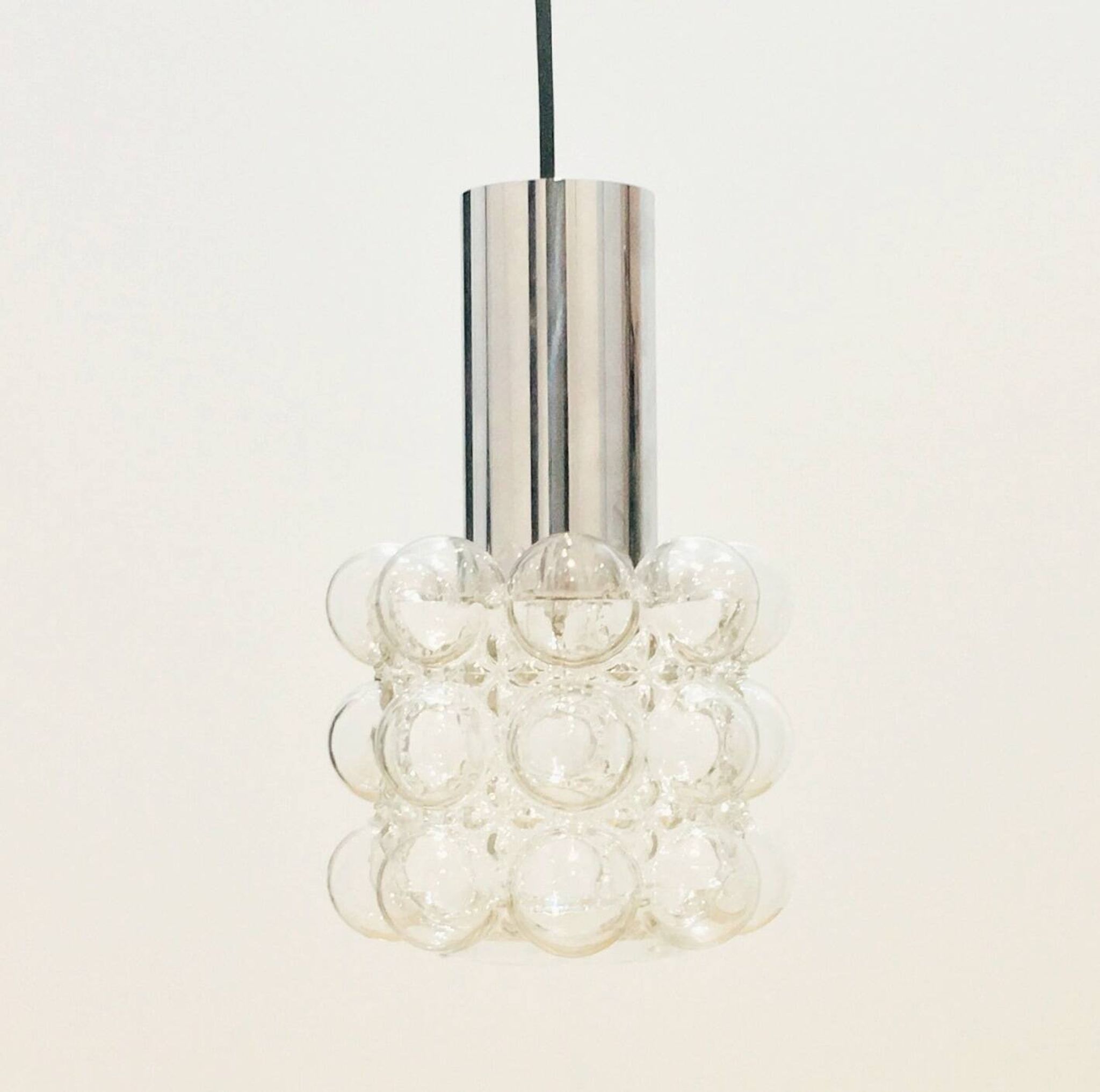 Mid Century Bubble Glass & Chrome Ceiling Light/Pendant by Helena Tynell for Limburg, Germany, 1960s