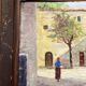 Oil on wood framed by a landscape