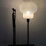 Vintage table lamp with a globe, white and gold
