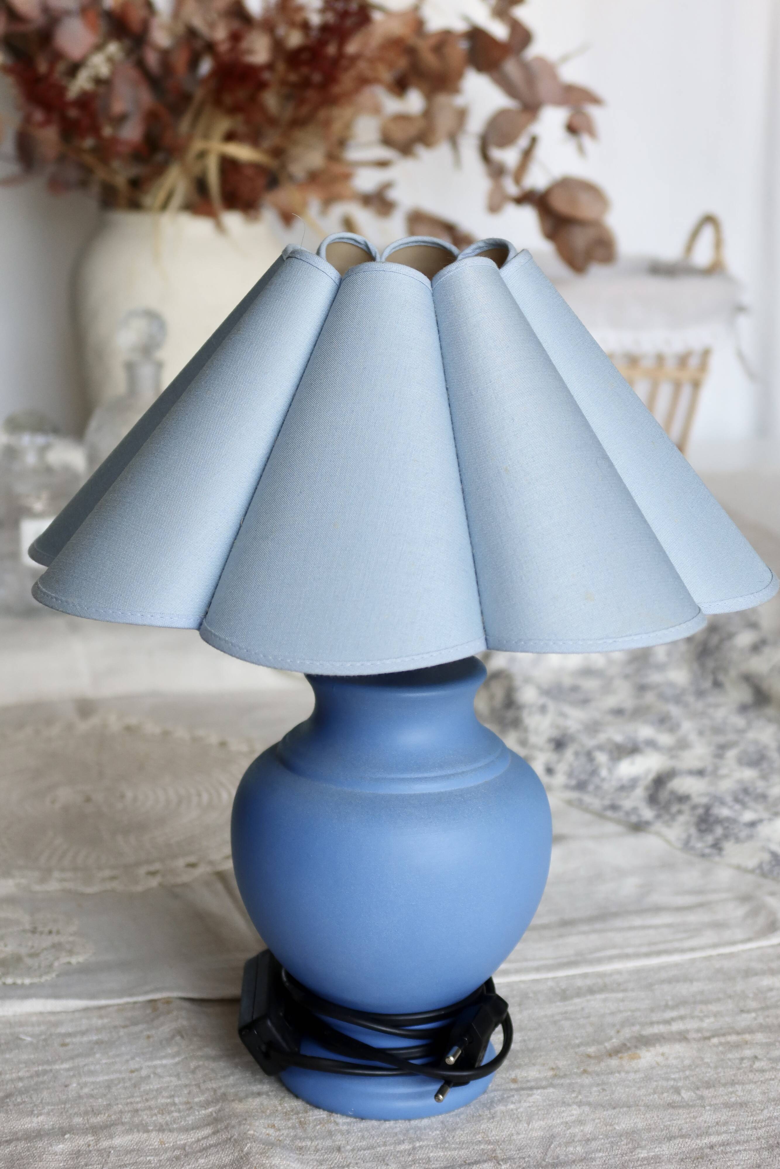 Vintage blue coastal style bedside lamp