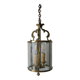 Old pendant lantern light fixture 2 lights in bronze glass decoration hall entrance