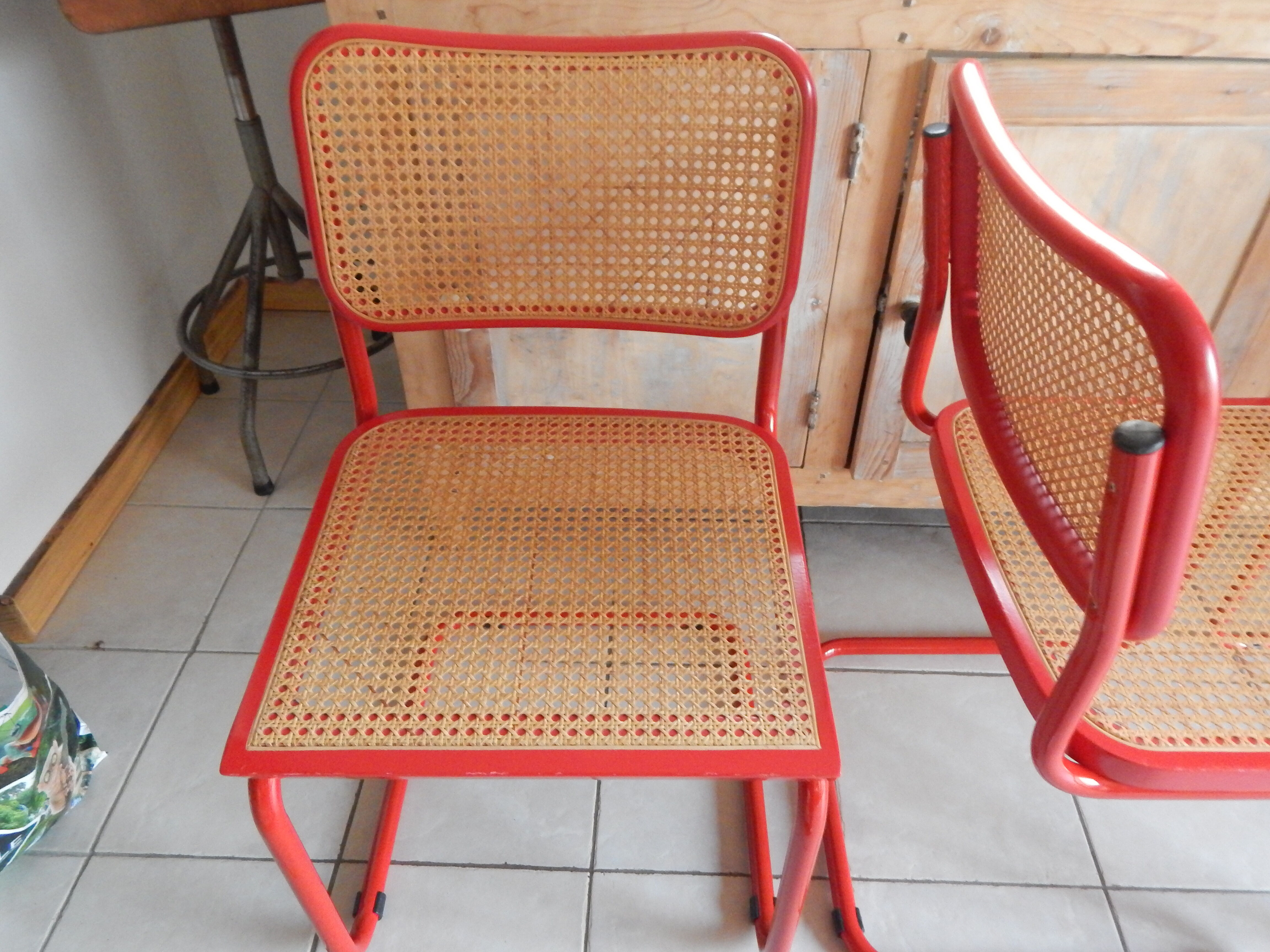 Set 4 chair B32 red Marcel Breuer Cesca