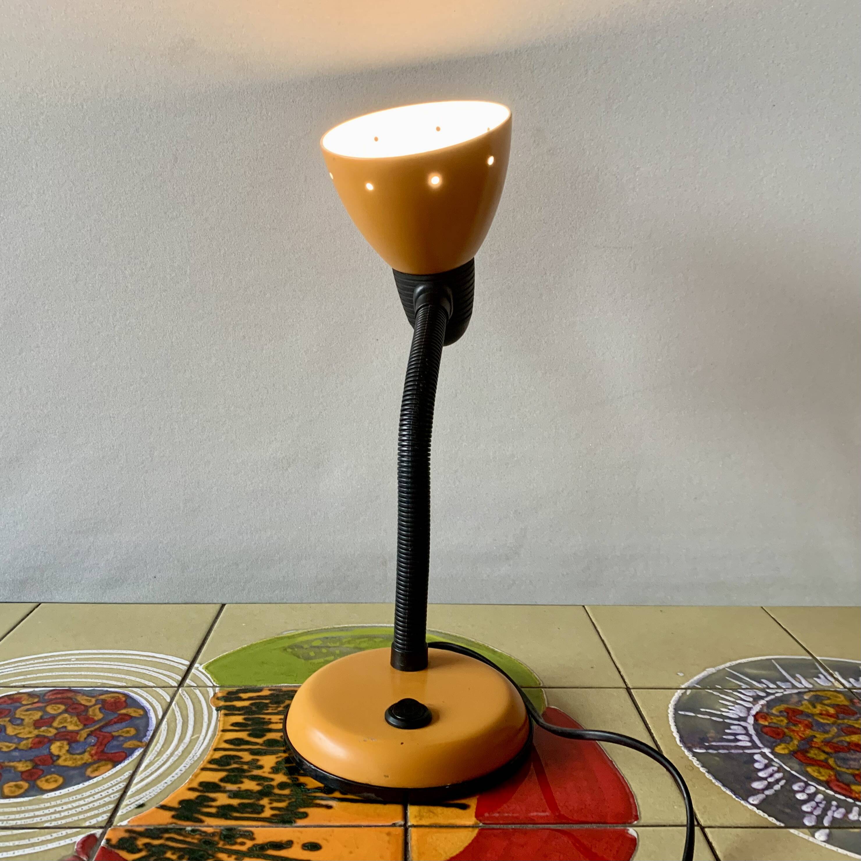 Vintage orange painted metal desk lamp