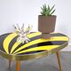 Vintage 1950s black and yellow striped formica table, plant table.