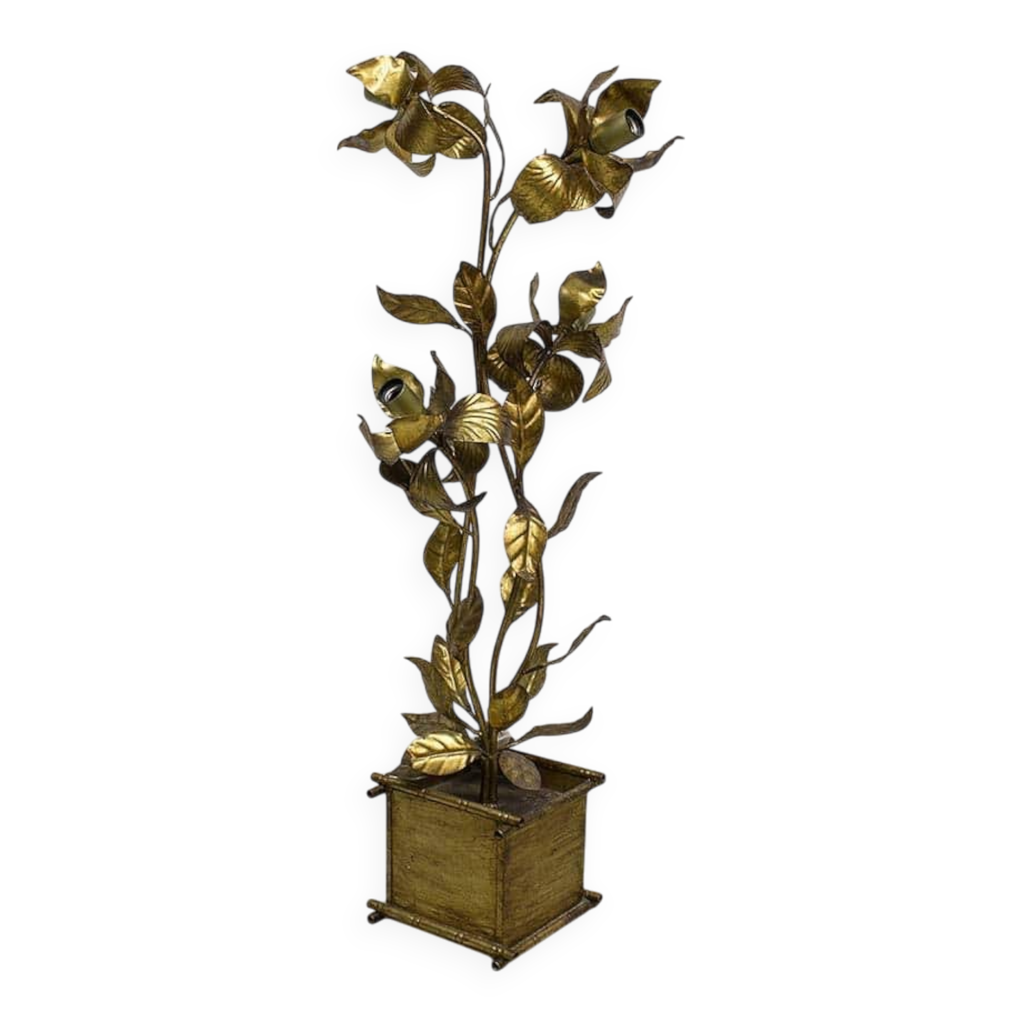Midcentury modern brass flower floor lamp Hans Kögl