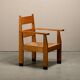 Art Deco Haagse School Armchair in solid Oak and Straw, 1930s