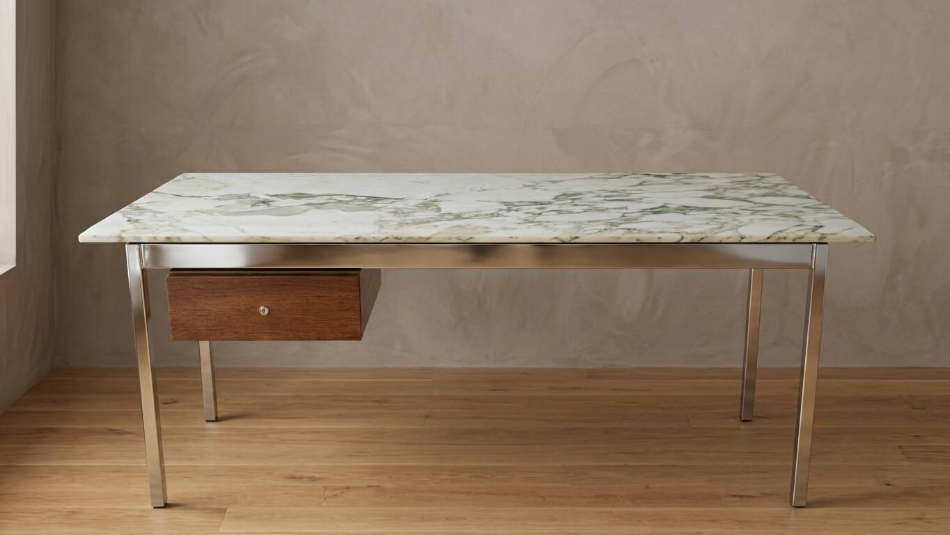 Bureau Knoll design marbre blanc