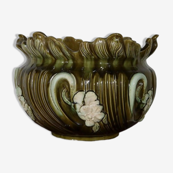 Cache-pot en faïence barbotine, art nouveau – 1920