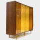 Vintage mid century modern 4-door design Wardrobe in Maple and Teak, 1950s