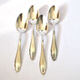 DEETJEN set of 4 silver-plated dessert spoons with a modernist scalloped design.