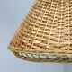 Mid-century adjustable wooden wall light with rattan shade, 1970s