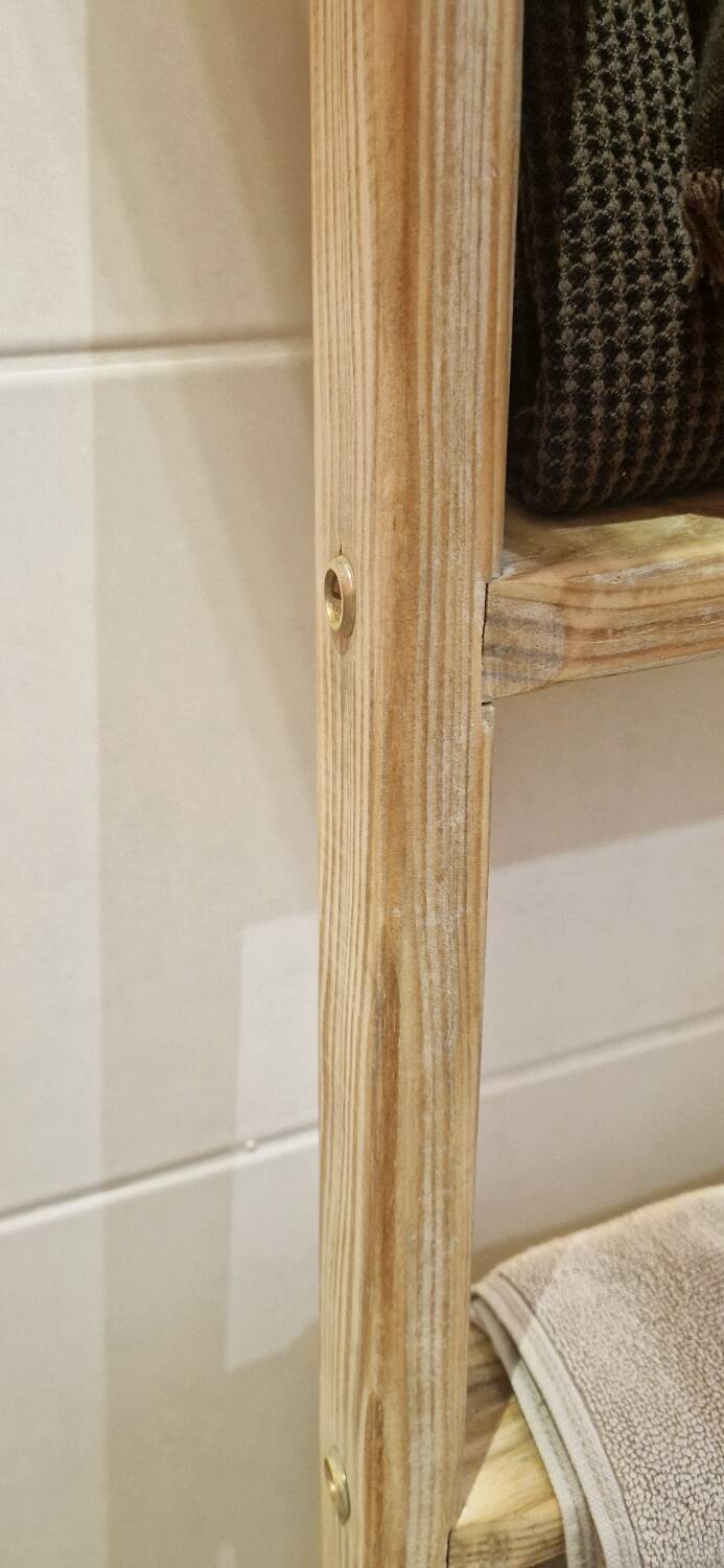 Vintage pine towel rack shelf ladder