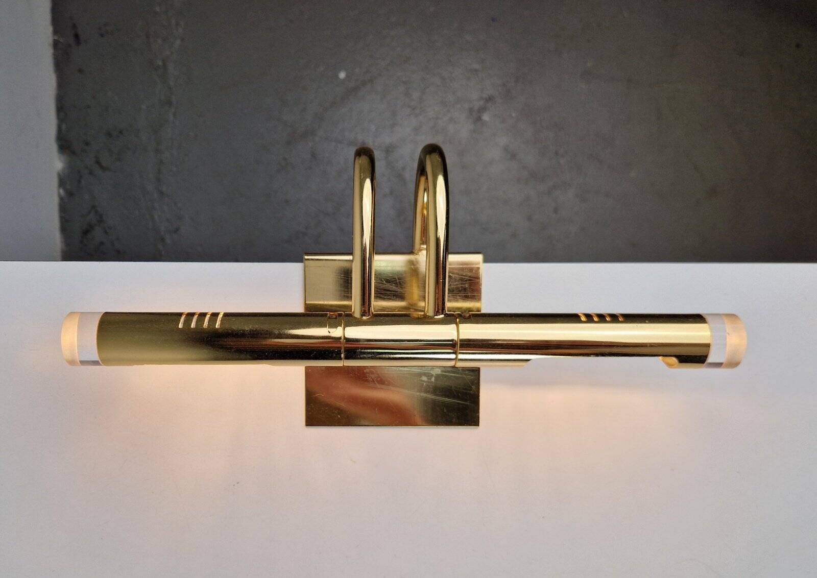 Regency Brass Acrylic Cabinet Lamp by Lumina, 1980s, Set of 3