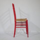 B&B Italy Wicker Chairs Table Colorful Mid-Century Design 60s 70s, Set of 5