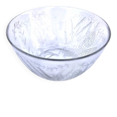 Vintage glass salad bowl, transparent, France, relief decoration of wheat and corn.