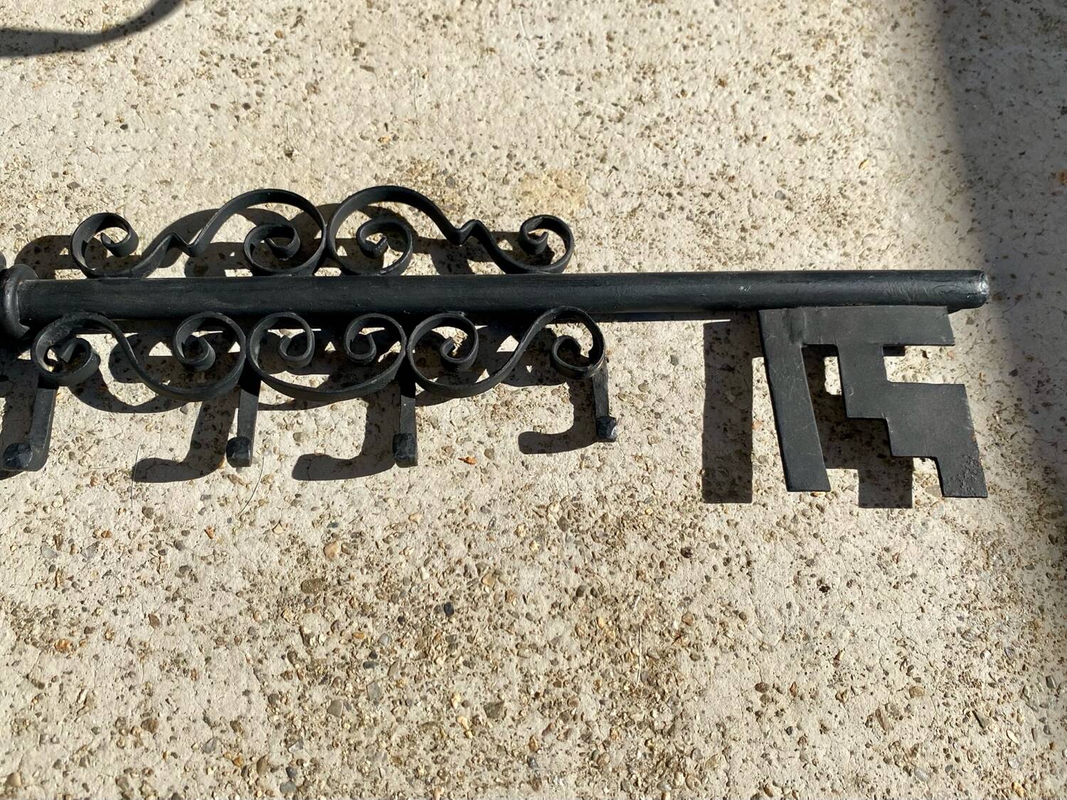 Key-shaped key holder and coat rack set, wrought iron