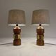 Pair of Bergboms Bitossi brass table lamps, large mid-century, 1960s, Sweden.