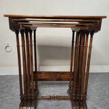 Pyroengraved wooden trundle tables