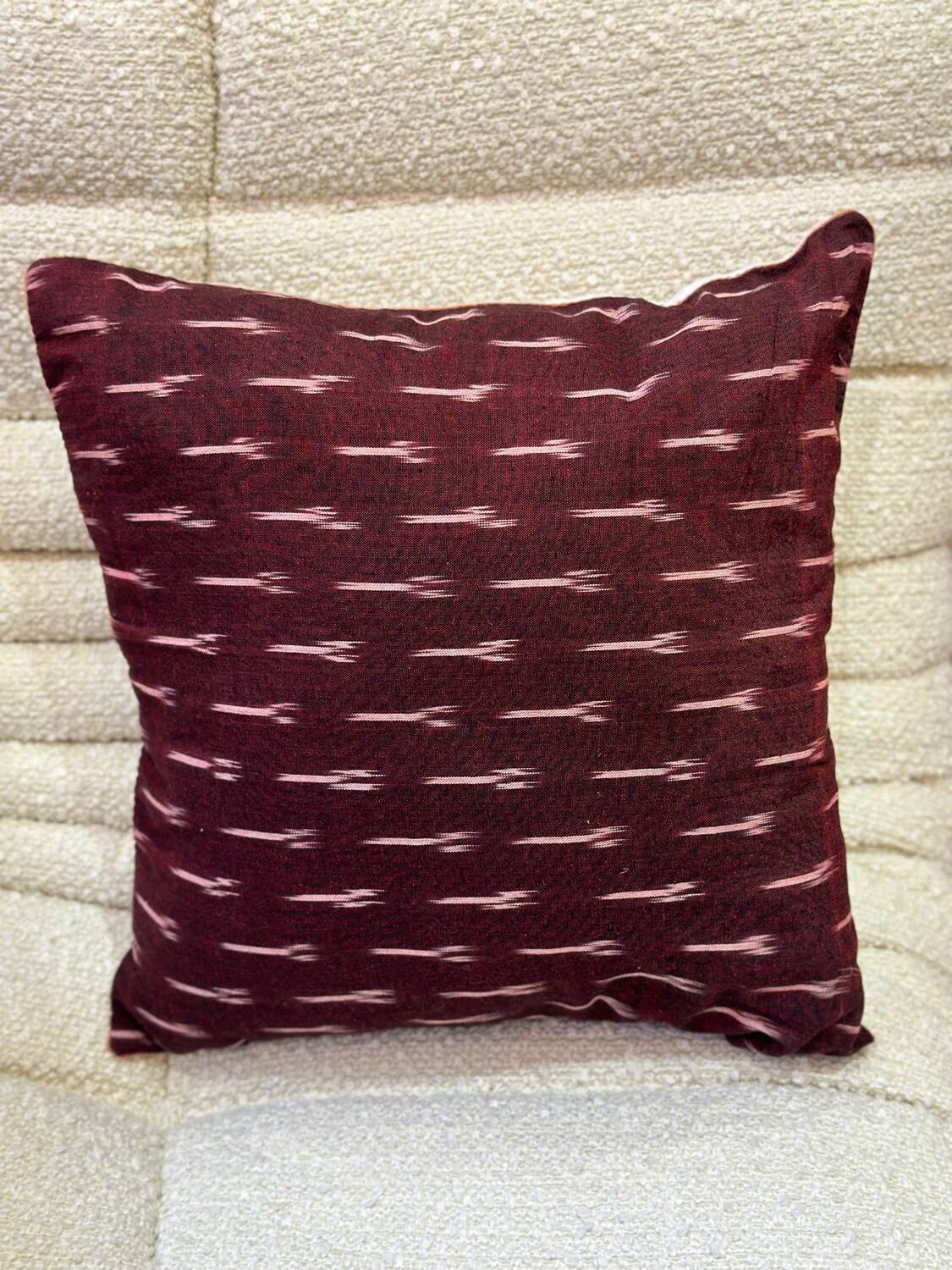 Indian blockprint cushion cover in burgundy cotton