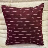 Indian blockprint cushion cover in burgundy cotton