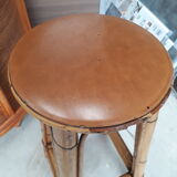 Bamboo wicker bar and two stools
